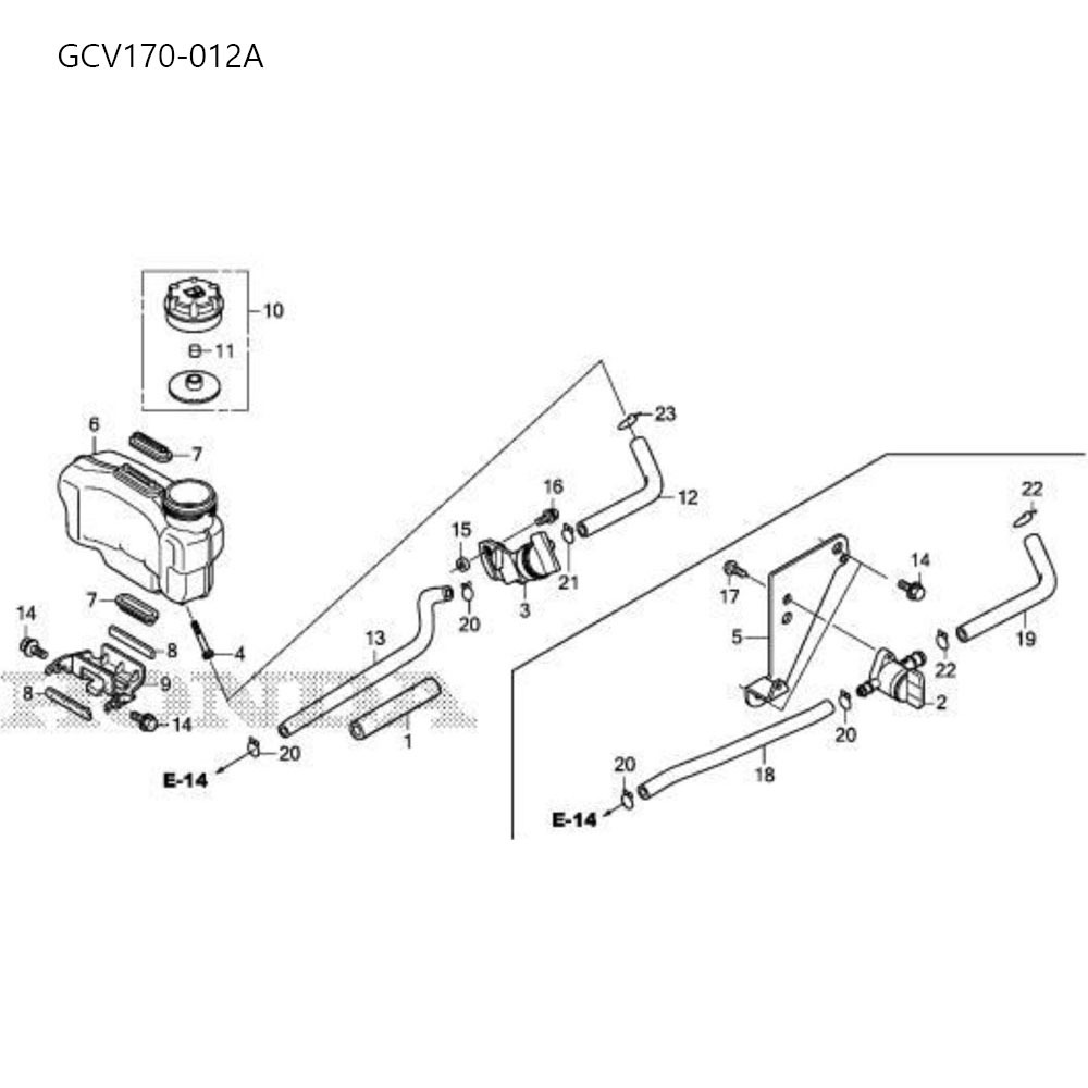 분해도 - GCV170 잔디깍기 엔진 (2022)