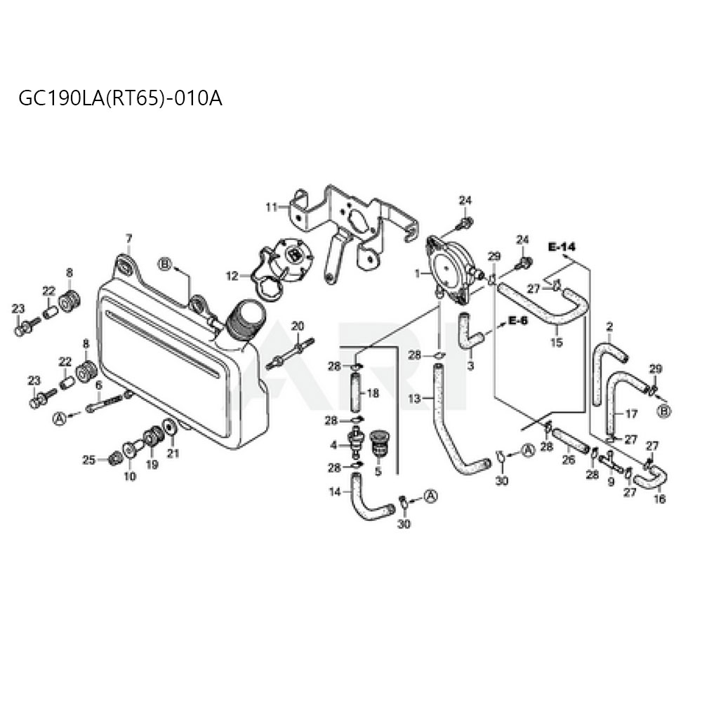 분해도 - GC190LA(RT65) 관리기 엔진 (2022)