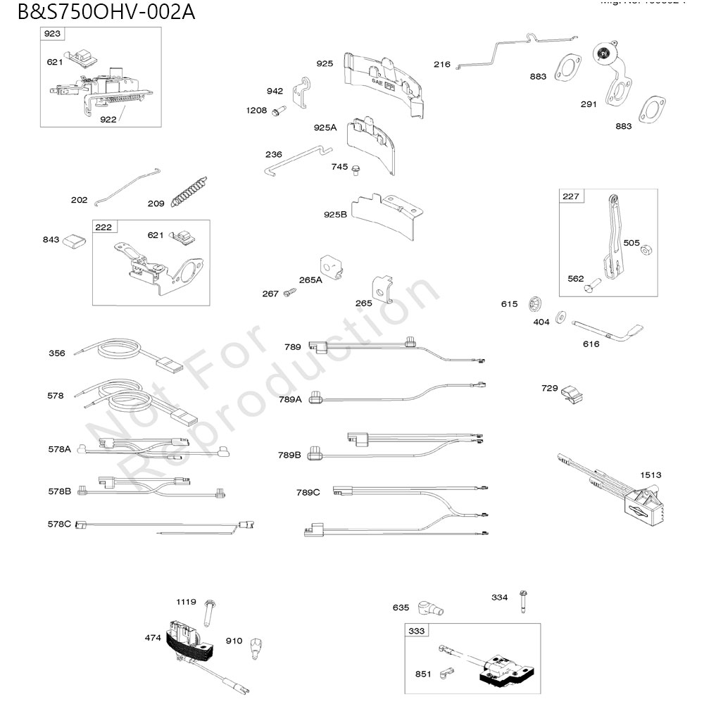 분해도 - B&S750 잔디깍기 엔진 (2022)