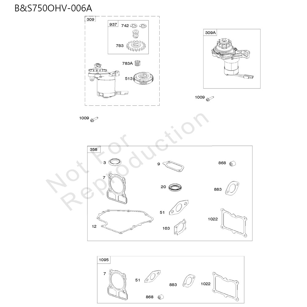 분해도 - B&S750 잔디깍기 엔진 (2022)