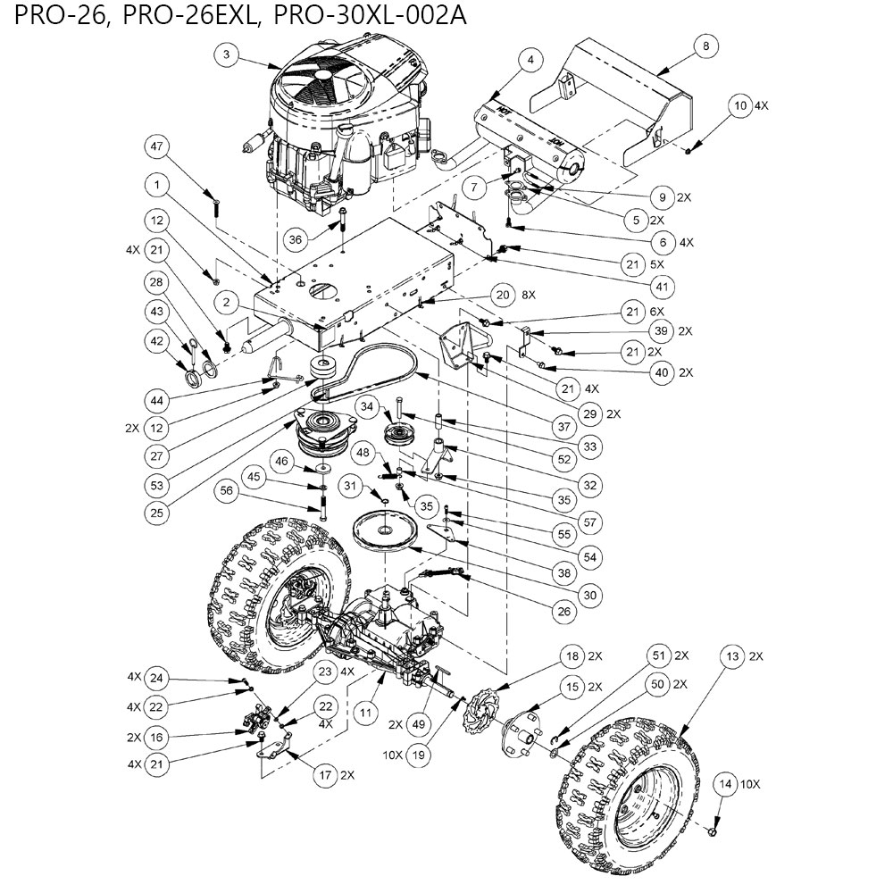 분해도-긴풀제초기 PRO-26, PRO-26EXL, PRO-30XL