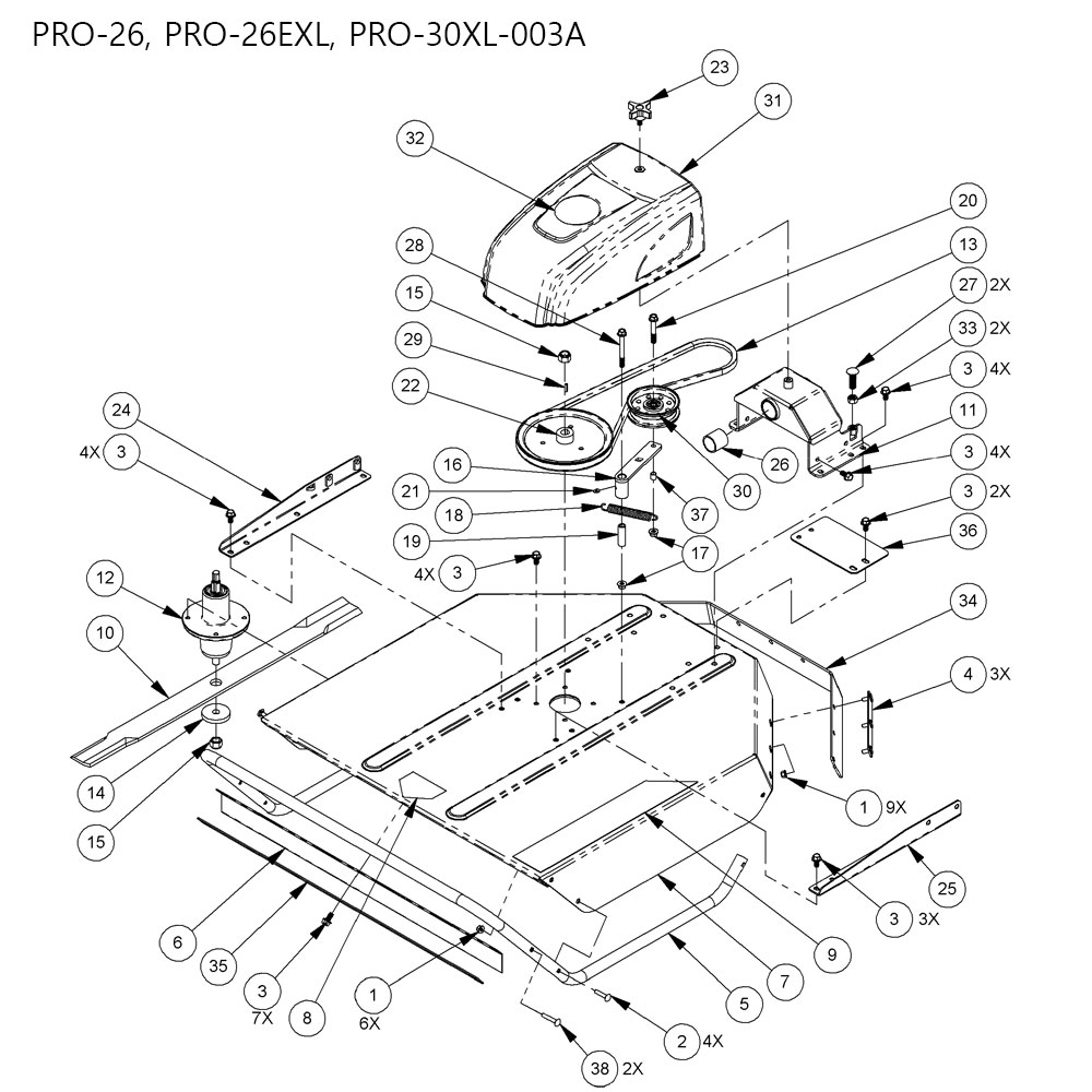 분해도-긴풀제초기 PRO-26, PRO-26EXL, PRO-30XL