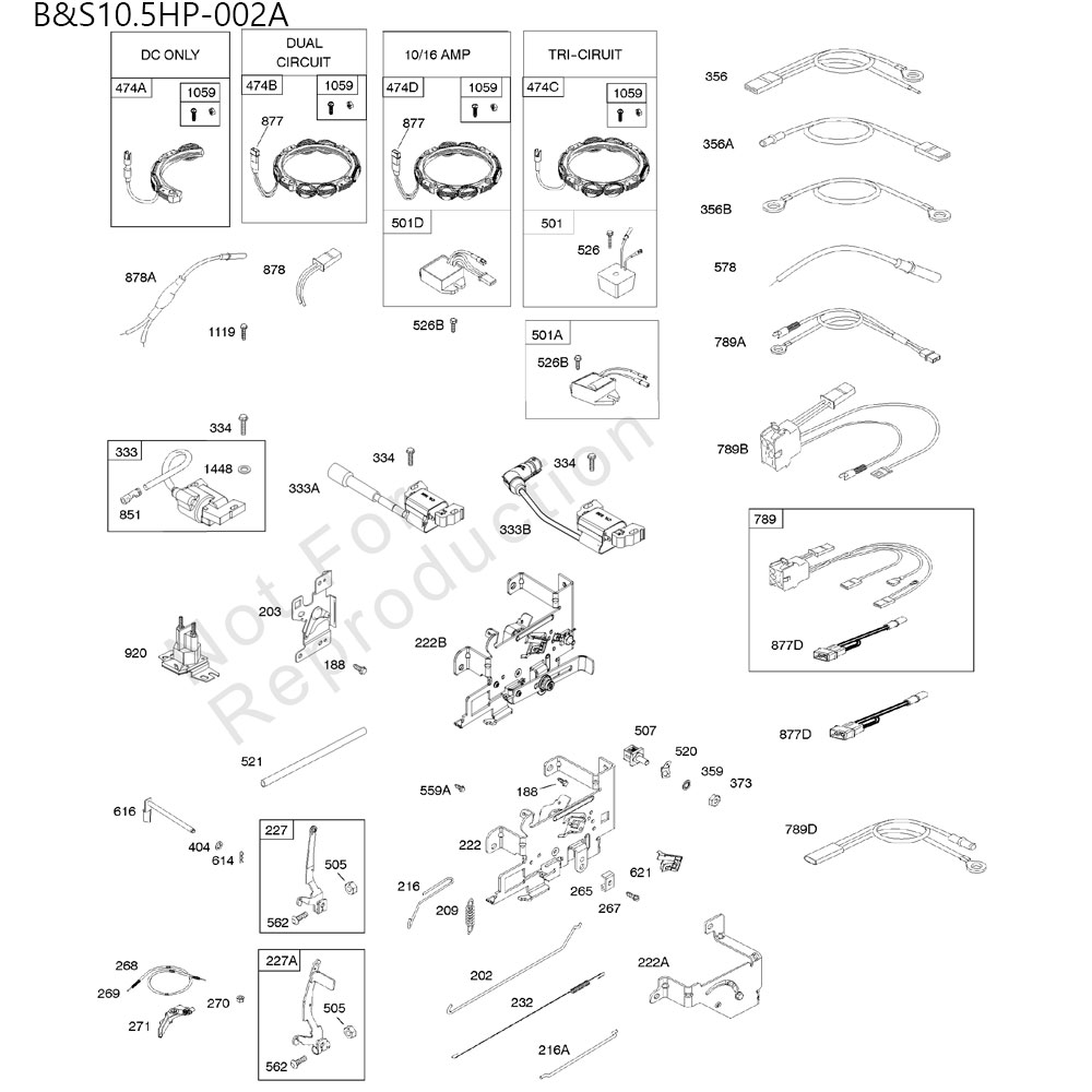 분해도 - B&S10.5HP 긴풀제초기 엔진 (2022)