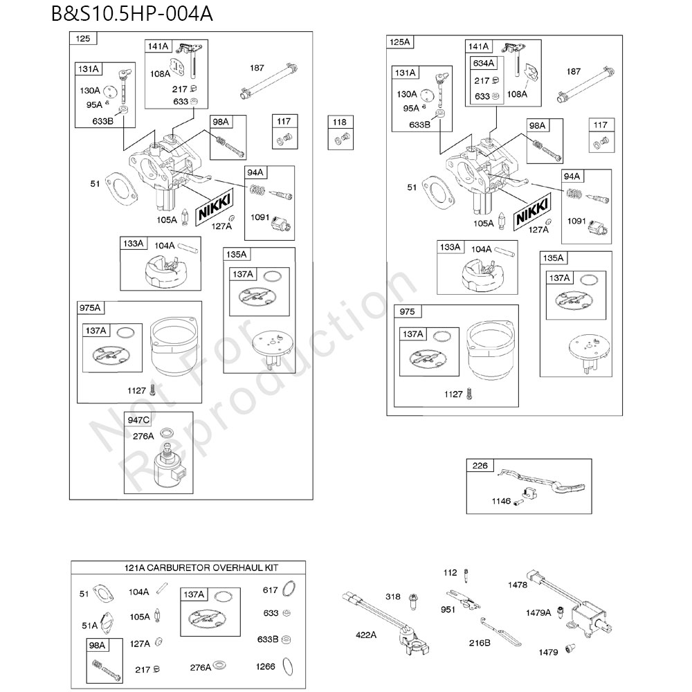 분해도 - B&S10.5HP 긴풀제초기 엔진 (2022)