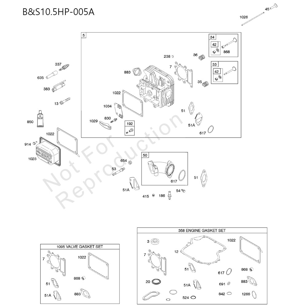 분해도 - B&S10.5HP 긴풀제초기 엔진 (2022)