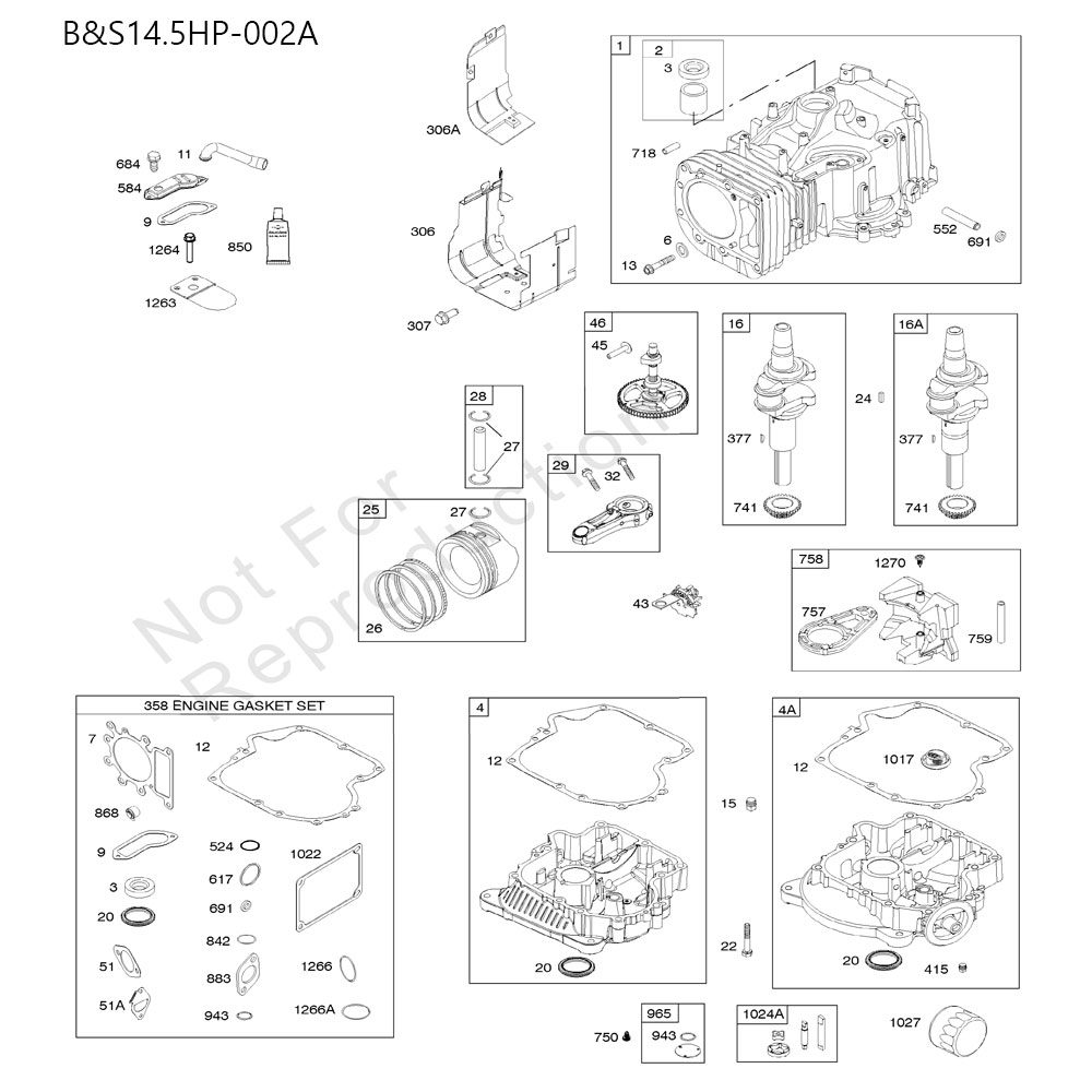 분해도 - B&S14.5HP 긴풀제초기 엔진 (2022)